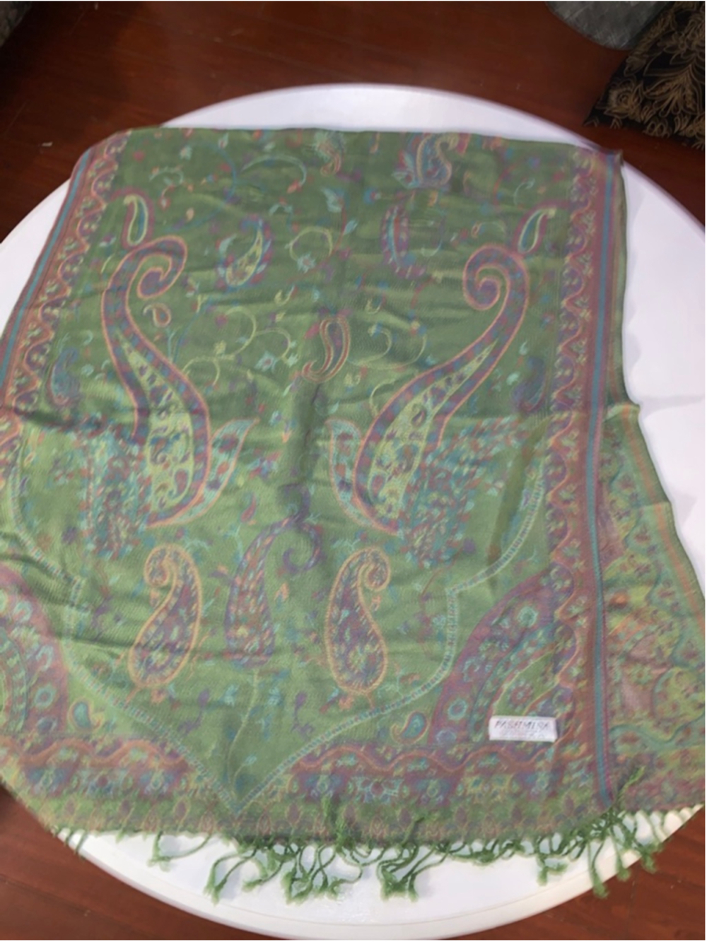 Women's Unbranded Green Multicolor Paisley Pashmina Scarf One Size